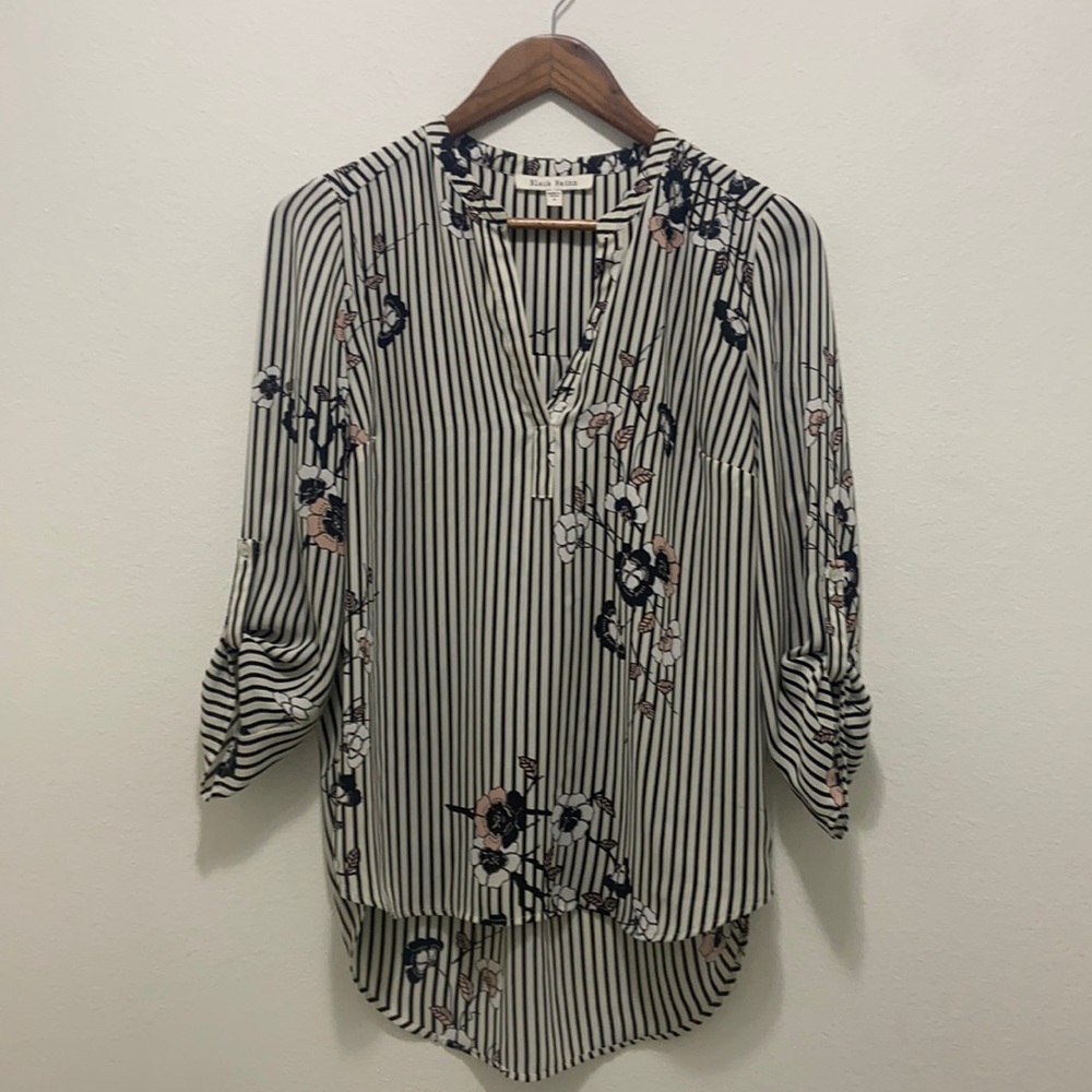 Women’s pinstripe floral blouse